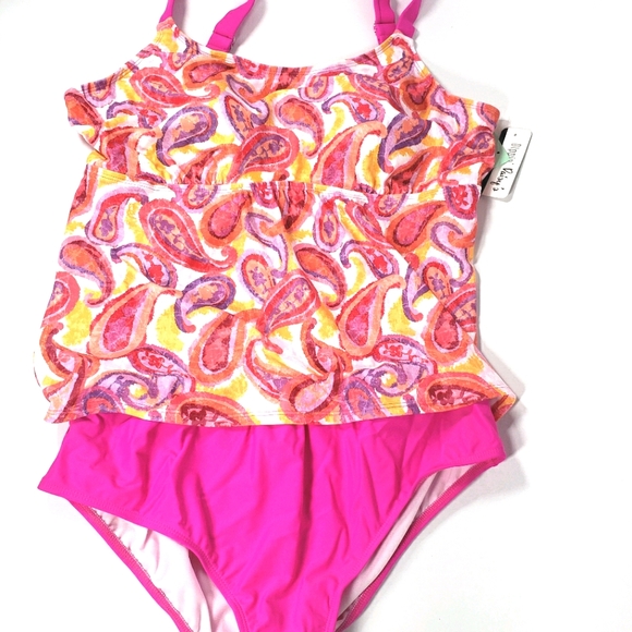 Pink Bathing Suit Tankini Size 20 Dippin Daisy's - Picture 2 of 13